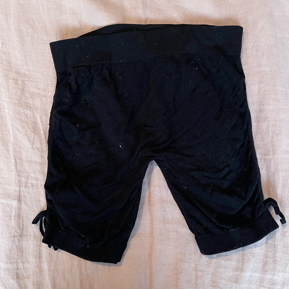 Black Scrunch Shorts with Bow Accents